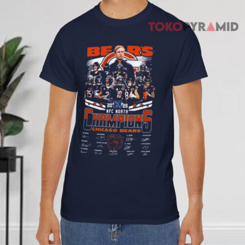 Chicago Bears 2025 Nfc North Champions 2025 Signature Navy T shirt