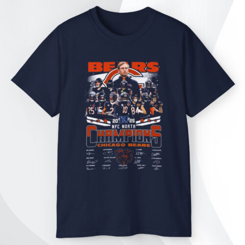 Chicago Bears 2025 Nfc North Champions 2025 Signature T shirt
