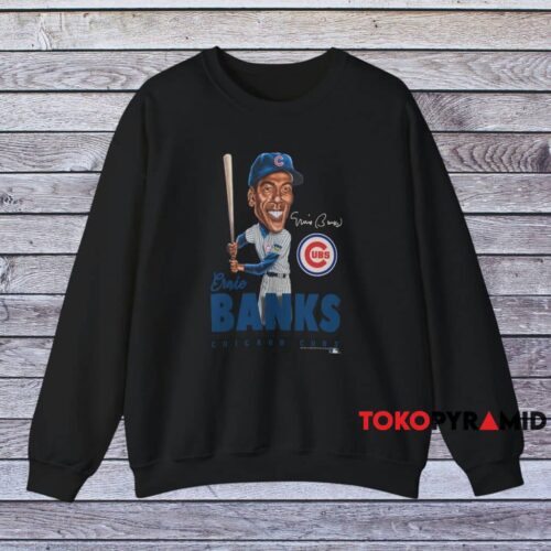 Chicago Cubs Ernie Banks Caricature Shirt Black Sweatshirt Chicago Cubs Ernie Banks Caricature Shirt Black Sweatshirt