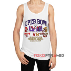 Chiefs vs 49ers Super Bowl LVIII Allegiant Stadium Head To Head Shirt 2 Chiefs Vs 49ers Super Bowl Lviii Allegiant Stadium Head To Head White Tank Top