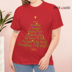 Christian Christmas Bible Names Of Jesus Tree Shaped T shirt