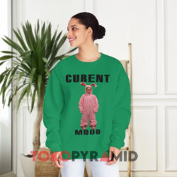Christmas Current Mood Pink Bunny Green Sweatshirt