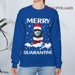 Christmas Dog Dachshund Face Mask Merry Quarantine Blue Sweatshirt