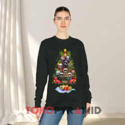 Christmas Horror Chibi Tree Sweatshirt 4 Christmas Horror Chibi Tree Black Long sleeved