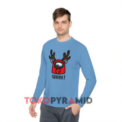 Christmas Reindeer Impostor Among Us Shhh Blue Long sleeved
