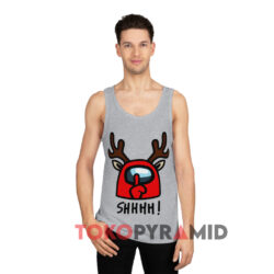 Christmas Reindeer Impostor Among Us Shhh Grey Tank Top