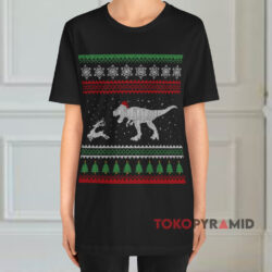 Christmas T-Rex Reindeer Sweatshirt 2 Christmas T rex Reindeer Black T shirt