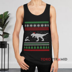 Christmas T-Rex Reindeer Sweatshirt 3 Christmas T rex Reindeer Black Tank Top