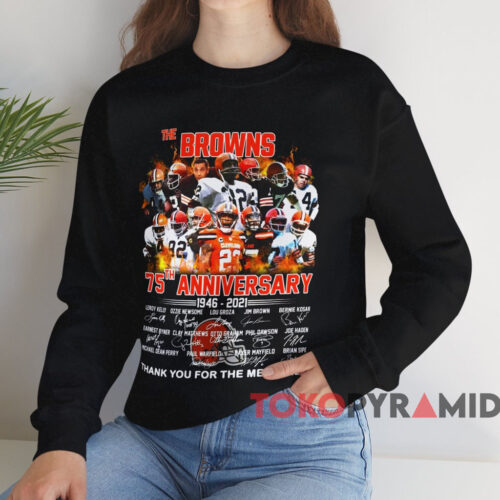Cleveland Browns 75th Anniversary Signature Shirt Black Sweatshirt Cleveland Browns 75th Anniversary Signature Shirt Black Sweatshirt