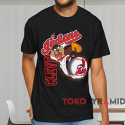 Cleveland Indians Looney Tunes Taz T shirt Black T shirt