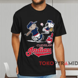 Cleveland Indians Snoopy Charlie Brown Shirt Black T shirt