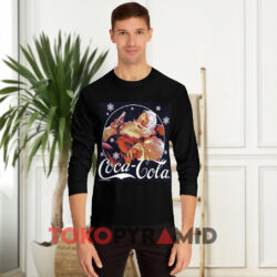 Coca cola Vintage Relaxing Santa Christmas Black Long sleeved
