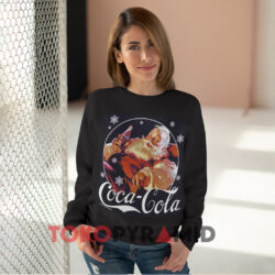 Coca cola Vintage Relaxing Santa Christmas Black Sweatshirt