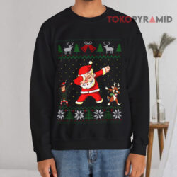 Dabbing Santa Elf Reindeer Ugly Christmas Black Sweatshirt