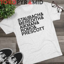 Dallas Cowboys Top 5 Legendary Qbs Nfl Roger Staubach Don Meredith Troy Aikman Tony Romo Dak Prescott Unique Grey T shirt