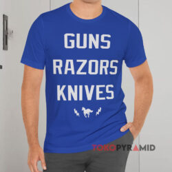 Deftones Guns Razors Knives Blue T shirt