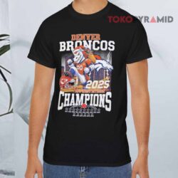 Denver Broncos 2025 Afc West Division Champions Mascot Skyline Black T shirt