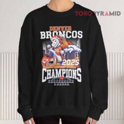 Denver Broncos 2025 AFC West Division Champions Mascot Skyline Shirt 3 Denver Broncos 2025 Afc West Division Champions Mascot Skyline Sweatshirt