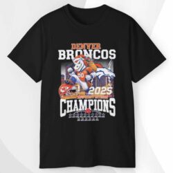 Denver Broncos 2025 Afc West Division Champions Mascot Skyline T shirt