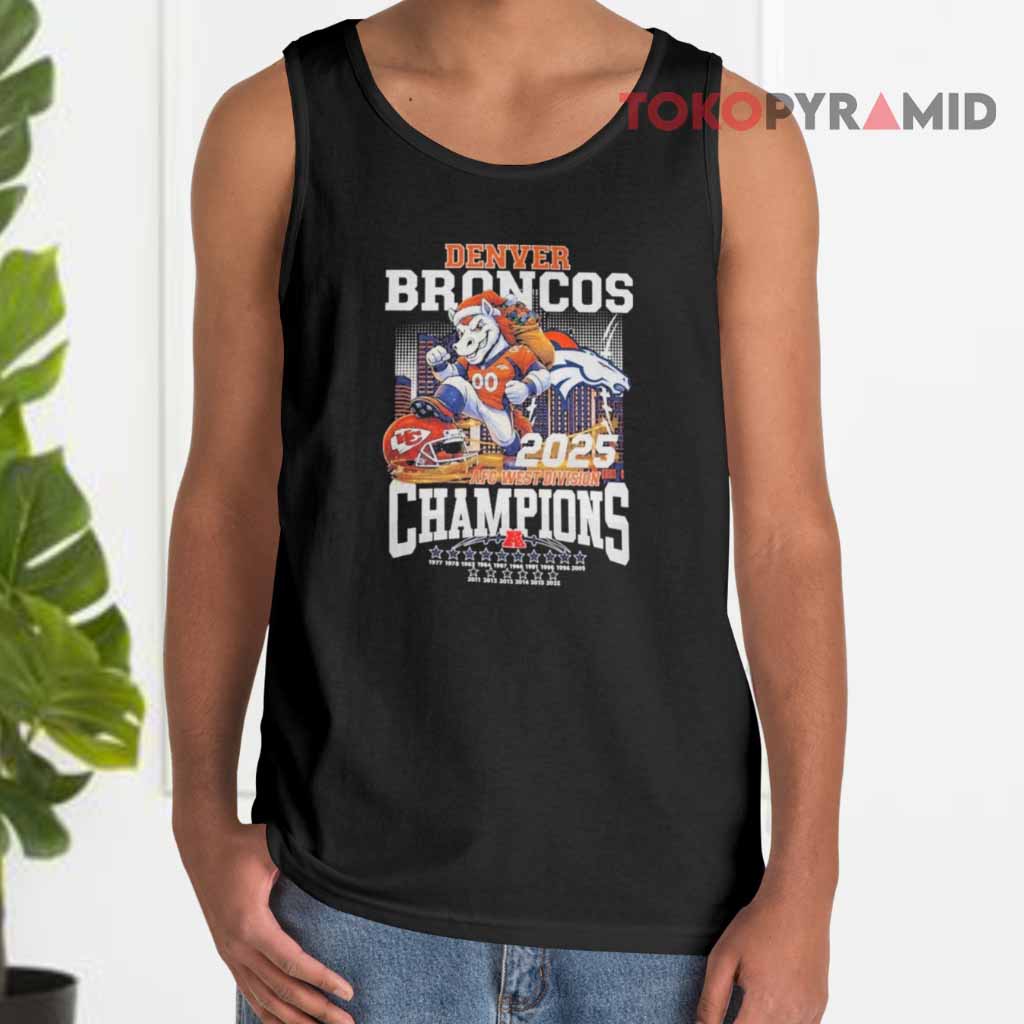 Denver Broncos 2025 Afc West Division Champions Mascot Skyline Tank Top Denver Broncos 2025 Afc West Division Champions Mascot Skyline Tank Top