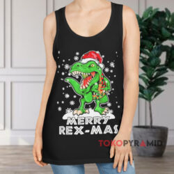 Dinosaur Merry Christmas Rex mas Black Tank Top