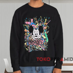 Disney Mickey Mouse Paint Splatter T shirt Black Sweatshirt