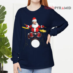 Drummer Santa Playing Drums Christmas Sweatshirt 3 Drummer Santa Playing Drums Christmas Long sleeved