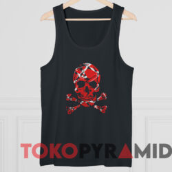 Eddie Van Halen Stripes Skull T-Shirt 4 Eddie Van Halen Stripes Skull T shirt Black TankTop