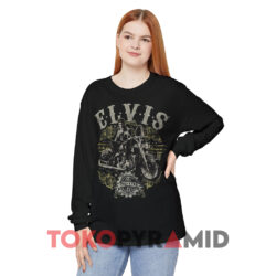 Elvis On Motorcycle Made In America Black Long sleeved