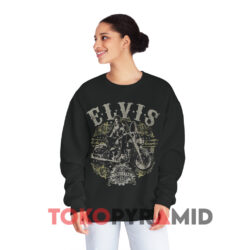 Elvis On Motorcycle Made In America Black Sweatshirt