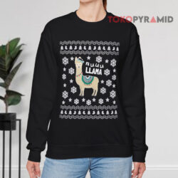 Fa La La La Llama Ugly Christmas Black Sweatshirt