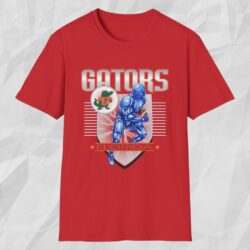 Florida Gators Vintage Football Player Shield Shirt Red T shirt