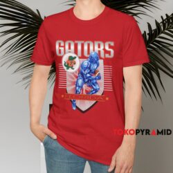 Florida Gators Vintage Football Player Shield Shirt Red T shirt