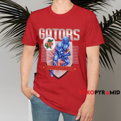 Florida Gators Vintage Football Player Shield Shirt Red T shirt