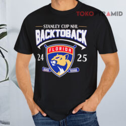 Florida Panthers 2025 National Hockey Back To Back Champions Black T shirt
