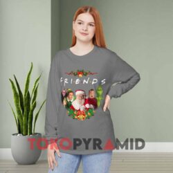 Friends Christmas Sweatshirt Grinch Elf Santa Ralphie Kevin 3 Friends Christmas Sweatshirt Grinch Elf Santa Ralphie Kevin Characters Grey Long sleeved
