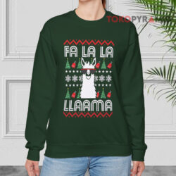 Funny Christmas Gift Fa La La Llama Green Sweatshirt