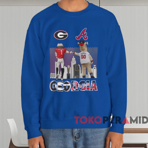 Georgia Bulldogs X Atlanta Braves Georgia Shirt Blue Sweatshirt