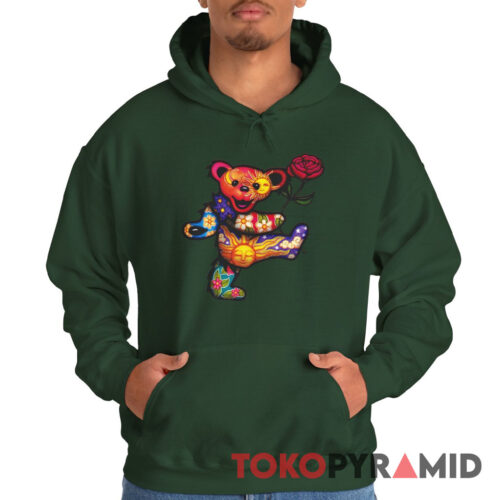 Grateful Dead Dancing Bear with Rose Rare Hoodie Grateful Dead Dancing Bear with Rose Rare Hoodie