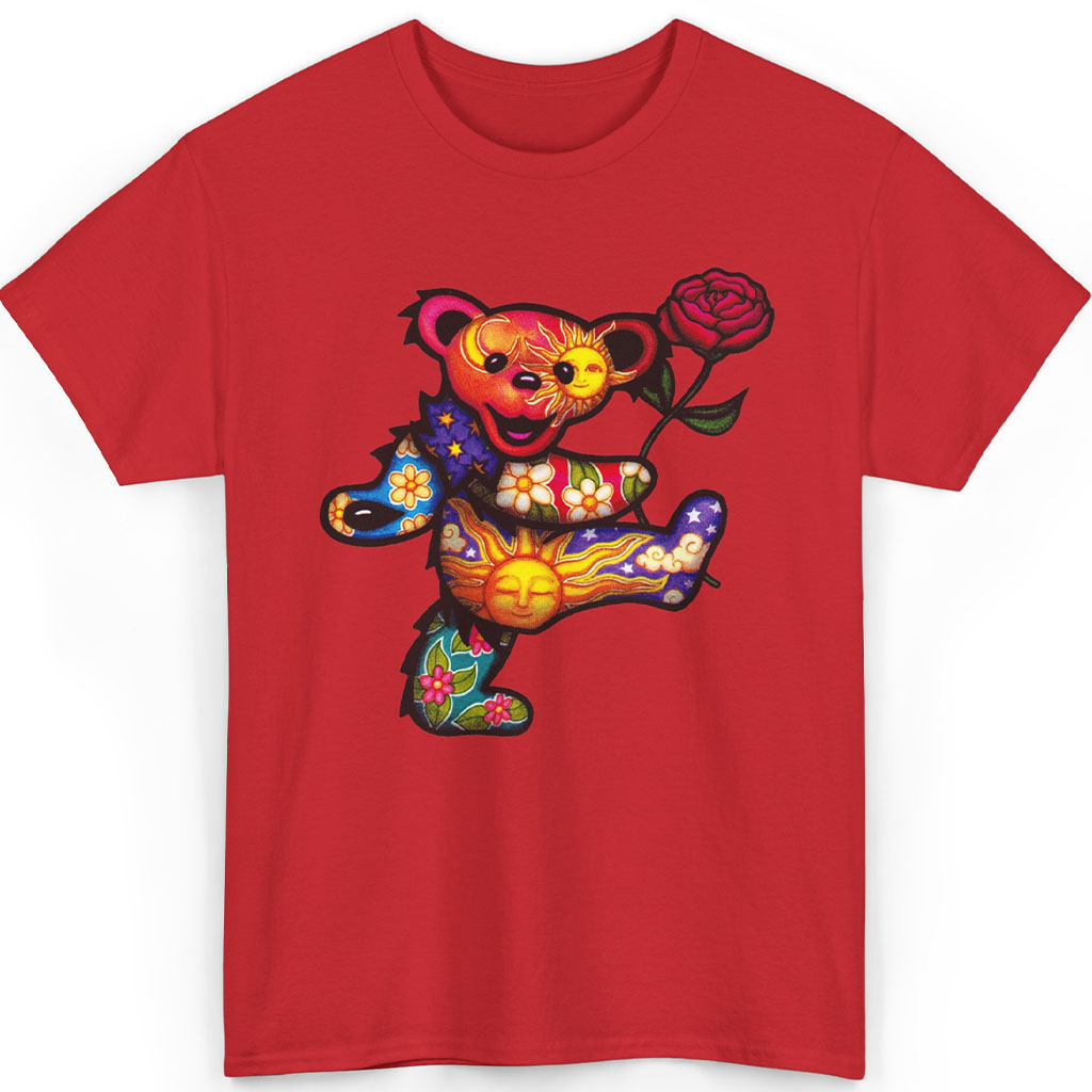 Grateful Dead Dancing Bear with Rose Rare Shirt Grateful Dead Dancing Bear with Rose Rare Shirt