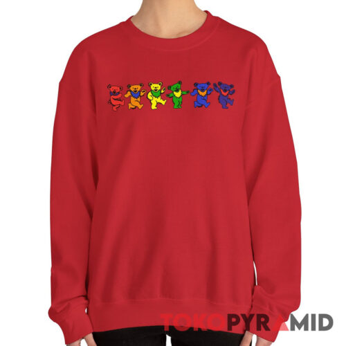 Grateful Dead Six Rainbow Colorful Dancing Bears Rare Sweatshirt