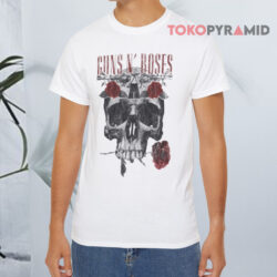 Guns N' Roses Flower Skull Vintage White T shirt
