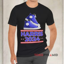 Harris 2024 Vote President Kamala Election Sneakers Meme Black T shirt