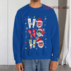 HO HO HO Christmas Santa With Face Mask Sweatshirt 4 Ho Ho Ho Christmas Santa With Face Mask Blue Sweatshirt