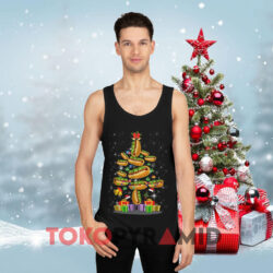 Hot Dog Ugly Christmas Tree Black Tank Top