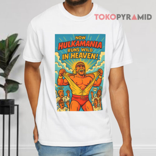 Hulkamania Runs Wild In Heaven Hulk Hogan White T shirt Hulkamania Runs Wild In Heaven Hulk Hogan White T shirt