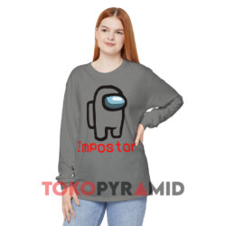 Impostor Among Game Us Sus Crewmate Gamer Grey Long sleeved