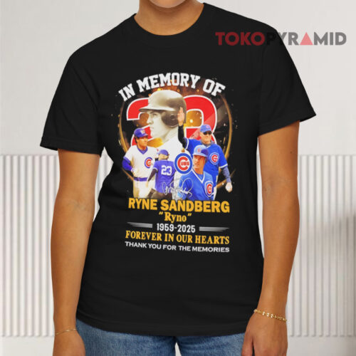 In Memory Of Ryne Sandberg Ryno 1959 2025 Forever In Our Hearts Signature Black T shirt In Memory Of Ryne Sandberg Ryno 1959 2025 Forever In Our Hearts Signature Black T shirt
