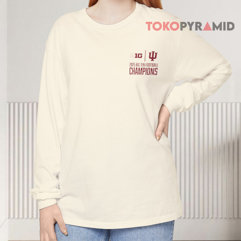 Indiana Football Big Ten Champions Score Long sleeved Front Indiana Football Big Ten Champions Score Long sleeved Front