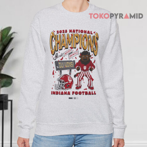 Indiana Hoosiers 2025 National Champions Never Daunted Iu Wins Mascot Sweatshirt Indiana Hoosiers 2025 National Champions Never Daunted Iu Wins Mascot Sweatshirt